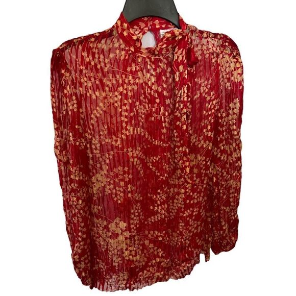 Vintage 100% Silk Blouse - Red - Large - Picture 1 of 7